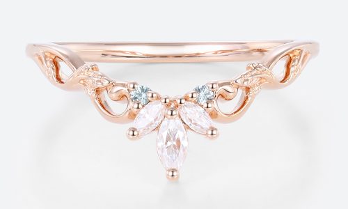 V Shaped Ring Jewelry​ Rose Gold Lab Diamond Rings Stacker Rings