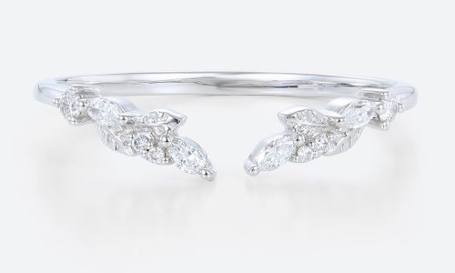 White gold Stacked Wedding Rings Marquise Lab Diamond Rings Open Ring