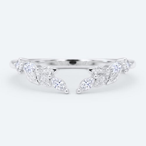 Marquise & Round Cut Lab Grown Diamonds Open Wedding Band Botanical Bridal Ring