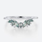 Curved Band Moss Agate Wedding Rings Simple Gold Band Rings
