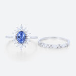 Lab Created Sapphire Oval Wedding Ring Set Jewelry Rings White Gold