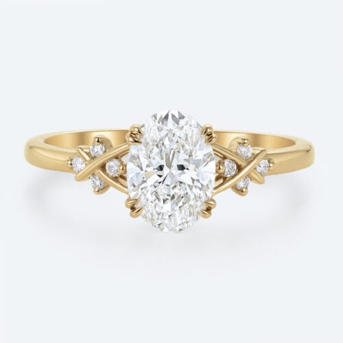 1.5 Ct Oval Diamond Ring Yellow Gold Lab Diamond Engagement Ring