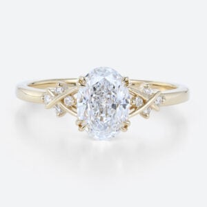 2 Ct Oval Diamond Ring Yellow Gold Lab Diamond Engagement Ring