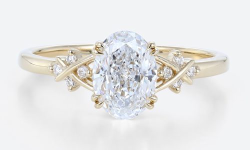 2 Ct Oval Diamond Ring Yellow Gold Lab Diamond Engagement Ring