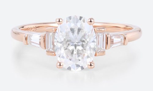 Rose Gold 2 Carat Oval Diamond Ring 2ct Lab Grown Diamond Simple Rings