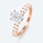 Oval Cut Lab Grown Diamond Modern Half Eternity Band 4-Prong Engagement Ring (3)