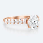 Oval Cut Lab Grown Diamond Modern Half Eternity Band 4-Prong Engagement Ring (4)