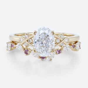 Stacking Ring Set Oval Shaped Lab Created Diamond Wedding Ring Sets