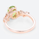 Oval Cut Engagement Ring Green Sapphire 14k Gold Rose Ring