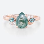 Wedding Band for Pear Shaped Ring Rose Gold Multi Gemstone Ring