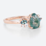 Wedding Band for Pear Shaped Ring Rose Gold Multi Gemstone Ring