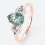 Wedding Band for Pear Shaped Ring Rose Gold Multi Gemstone Ring