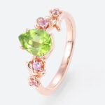 Peridot Rings Gold Pear Shaped Engagement Ring Jewelry Pink Sapphire
