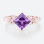 Amethyst Wedding Ring Princess Cut Rings Cluster Ring Gemstone