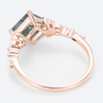 Wedding Ring Princess Cut Rose Gold Vintage Moss Agate Ring
