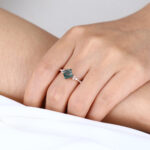 Wedding Ring Princess Cut Rose Gold Vintage Moss Agate Ring