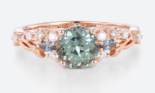 Green Sapphire Engagement Rings Vintage Alexandrite Rings Round cut rings