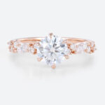 Round Diamond Engagement Ring 18k Rose Gold Ring Lab Damond