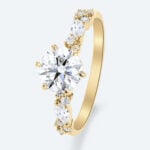 Round Cut Lab Grown Diamond Alternating Side Stones 6 Claw Prong Engagement Ring (4)