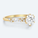 Round Cut Lab Grown Diamond Alternating Side Stones 6 Claw Prong Engagement Ring (5)