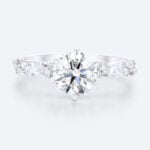 Round Cut Lab Diamond Cluster Engagement Rings White Gold Classic Bridal Ring