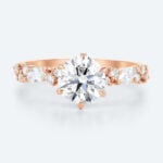 Round Cut Lab Diamond Cluster Engagement Rings Rose Gold Classic Bridal Ring