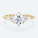 Yellow Gold Ring Engagement Round Cut Lab Diamond Rings