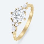 Round Cut Lab Grown Diamond Classic 34 Twisted Cluster 6-Prong Engagement Ring (5)