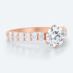 Round Cut Lab Grown Diamond Classic Half Eternity Band 6-Prong Engagement Ring (3)