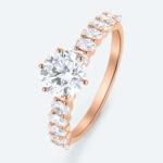 Round Cut Lab Grown Diamond Classic Half Eternity Band 6-Prong Engagement Ring (6)