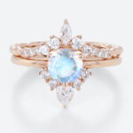 Moonstone Engagement Ring Set Gold Engagement Rings Round