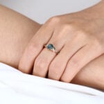 Vintage Art Deco Engagement Rings Rose Gold Moss Agate Ring