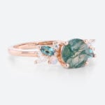 Agate Moss Ring Multicolor Gem Ring Rose Gold Rings for Women