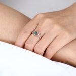 Moss Agate Gem Engagement Ring Rose Gold Vintage Ladies Rings