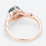 Natural Moss Agate Simple Round Engagement Rings Rose Gold Bridal Ring