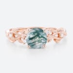 1 Carat Round Engagement Ring Round Cut Moss Agate Wedding Bands