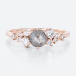 Salt and Pepper Diamond Wedding Ring Rose Gold Cluster Rings