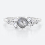 Salt and Pepper Diamond Wedding Ring White Gold Cluster Rings