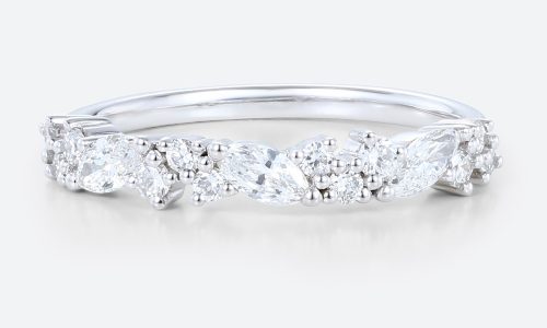 Round & Marquise Cut Lab Grown Diamond Delicate Rings Straight Wedding Band (1)
