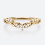 Women's Lab Grown Diamond Rings Yellow Gold Wedding Band Curved