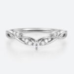 Women's Lab Grown Diamond Rings White Gold Wedding Band Curved