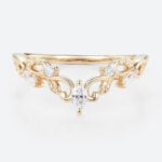 0.15ctw Marquise & Round Cut Lab Grown Diamond Curved Wedding Band Vintage-Inspired Stacking Ring in Yellow Gold