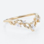 0.15ctw Marquise & Round Cut Lab Grown Diamond Curved Wedding Band Vintage-Inspired Stacking Ring in Yellow Gold