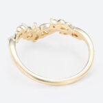 0.15ctw Marquise & Round Cut Lab Grown Diamond Curved Wedding Band Vintage-Inspired Stacking Ring in Yellow Gold