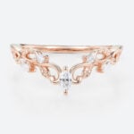 0.15ctw Marquise & Round Cut Lab Grown Diamond Curved Wedding Band Vintage-Inspired Stacking Ring in Rose Gold