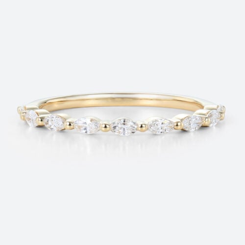 0.27ctw Marquise Cut Lab Diamond Wedding Band Half Eternity Stacking Ring in Yellow Gold