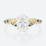 1.5 carat oval cut lab grown diamond ring multi colored gemstone ring