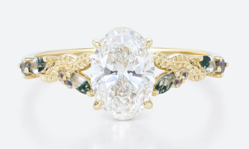 1.5 carat oval cut lab grown diamond ring multi colored gemstone ring