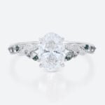 1.5 Carat Oval Lab Grown Diamond Ring Multi Colored Gemstone Ring in White Gold