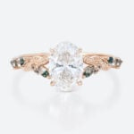 1.5 Carat Oval Lab Grown Diamond Ring Multi Colored Gemstone Ring in Rose Gold